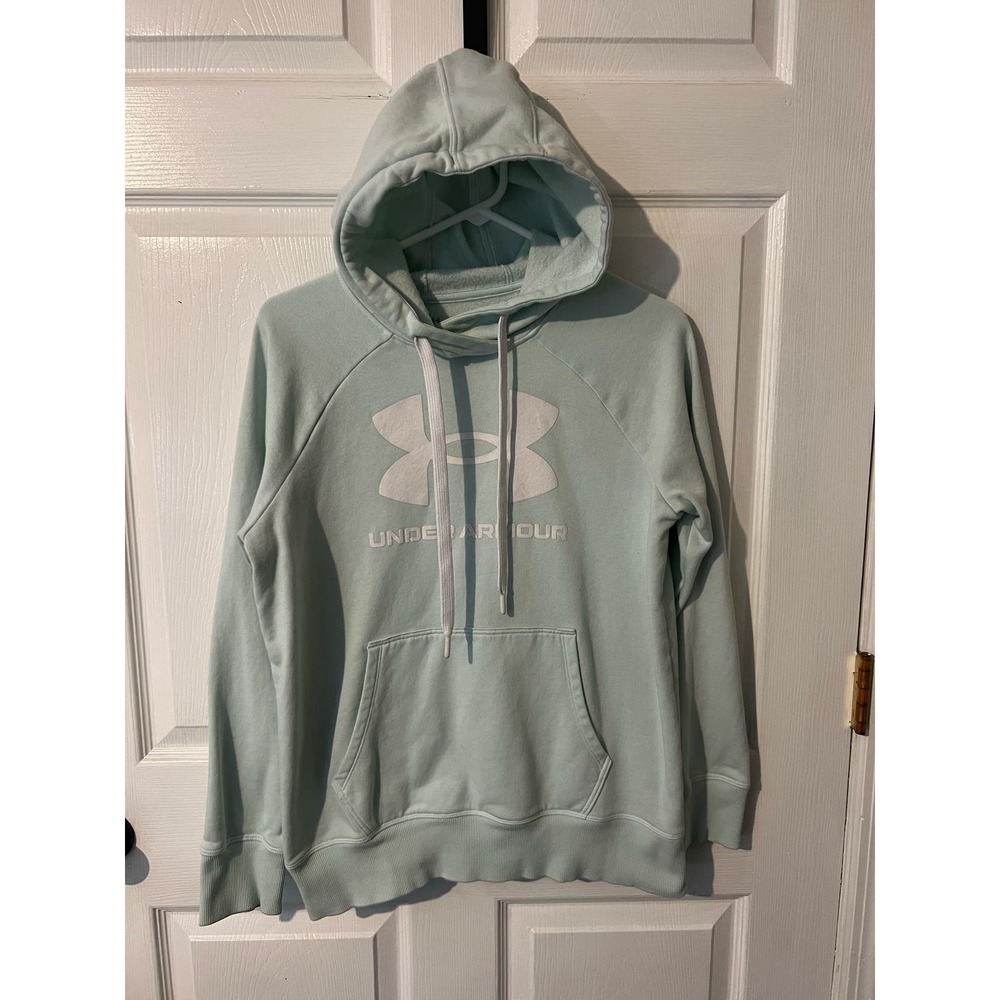 Women's UNDER ARMOUR Seafoam‎ Green White Hoodie Kangaroo Pocket Size Small